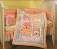 Dolly Cutie Cubs 4 Piece Crib Bedding Set Oranges, Pinks, Blues & Yellows