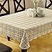 Eforcurtain Country Flannel Back Table Cover Rectangle PVC Checkered Tablecloth Waterproof, Beige/black, 60x90-inch