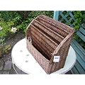 LARGE RUSTIC FRENCH WICKER MAGAZINE RACK