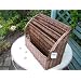 LARGE RUSTIC FRENCH WICKER MAGAZINE RACK