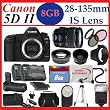 Canon EOS 5D Mark II with Canon 28-135mm Lens + SSE PRO Monster Battery Grip, Lens & Tripod Complete Accessories Package (Everything you Need)