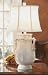 New CBK TABLE LAMP EA 1 LRG URN SHAPEBASE W/DBL TWIST HANDLES & EMBOSSING RD BELL SHDE WHITE CERAMIC