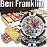500 Casino Grade Ben Franklin 14 gram Poker Chips w/ Free 3 Dealer Button. Premium Composite Clay Poker Chips, Includes Aluminum Case.
