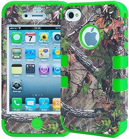 Pioneer Tech® 3 Layer Rugged Combo Real Tree Forest Camo Case Cover for Apple iPhone 4/4s (green)
