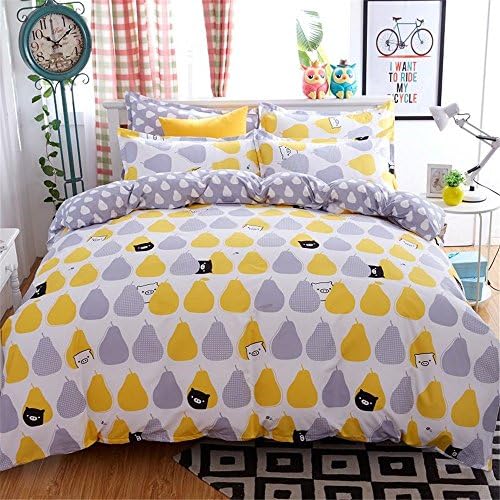 FY Queen Size Cotton Blend 3 pieces Yellow Grap Pear For Teens Boys Girls Prints Duvet Cover Sets ( Queen 1duvet Cover+2pillowcases)