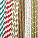 150 Christmas Holiday Paper Straw Combo, 6 Designs - 100% Biodegradable - 7.75 Inches - Holiday Party Supply - 150 Straws, 6 Patterns Individually Packed