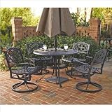 Home Styles Biscayne 5PC 48" Round Outdoor Dining Set in Black Finish
