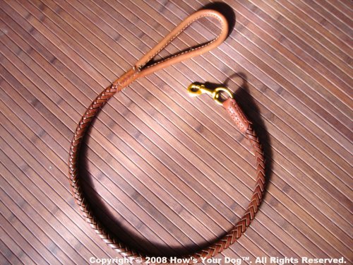 Hawai'ian Craftsman 8-Thong Hand-braided Leather Leash with Brass Clasp - 4 Ft
