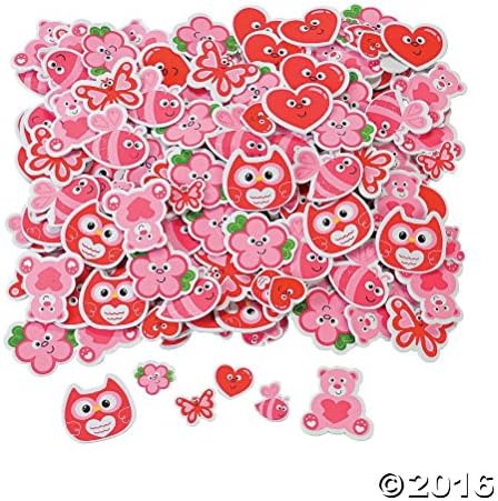 Popcandy 250Pc Self-Adhesive Valentine Owl,Bee,Hearts + Shapes Stickers Kids Love These