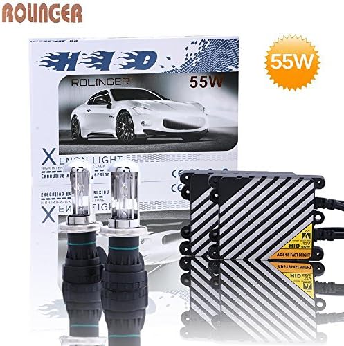 Rolinger H4(9003/HB2) Hid Conversion Kit 6000K Xenon Hi/Lo Beam "All Bulb Sizes and Colors" with QuickSnap Connectors Premium Slim Ignitor Digital Ballast H4 HID Headlights
