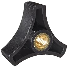 DimcoGray Black Thermoplastic 3-Prong Knob Female, Brass Insert: 1/4-20" Thread x 3/8" Depth, 1-1/2" Diameter x 5/8" Height x 1/2" Hub Dia x 1/8" Hub Length (Pack of 10)
