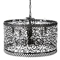 Decorative Scroll Metal Haning Lamp - Black