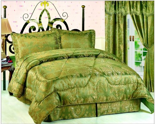 Emperor 4-Piece Jacquard California-King Comforter Set, Olive