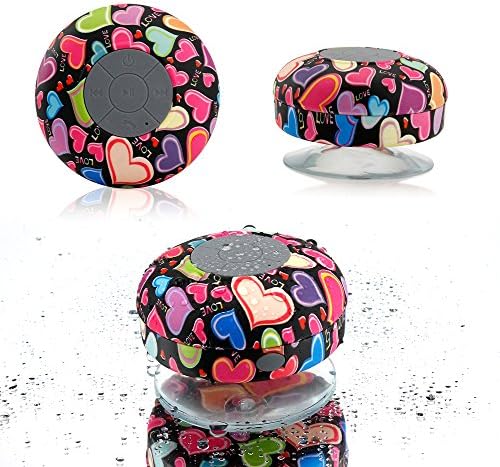 GEARONIC TM Mini Wireless Portable Shower Car Waterproof Bluetooth Handsfree Mic Speaker with Suction Cup - Heart