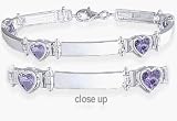 Ladies Amethyst Sterling Silver Gem Heart Bracelet