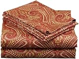 Tuscan Paisley Collection 300-Thread-Count Cotton King Sheet Set, Spice