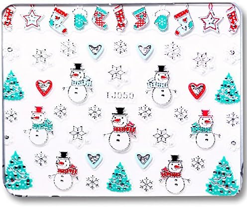 Hotbuyking Tm:3d Mix Christmas Mini Nail Art Glitter Stickers for Nails Decorations (Christmas Tree, Santa House, Sleigh, Snowman,stockings,candy Cane,santa,reindeer, Sleigh) (STYLE03)