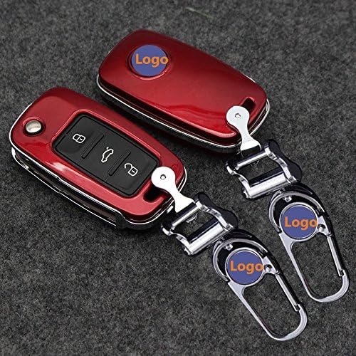 Chihiro Smart remote key fob case cover for Volkswagen Passart POLO Jetta Tiguan Sagitar (Red)