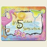 Paradise Found Pink Flamingo 15 x 11.5 inch Tempered Glass Cutting Board
