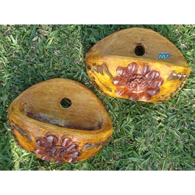 Amazon.com : Ceramic Sconce Hanging Wall Planters 2pc Red 