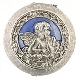 Silver and Blue Angel Pill Box