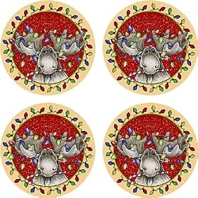 Set of Four Big Sky Christmas Moose Occasion Coasters- Style VBS8 by Thirstystone