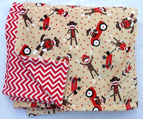 Sock Monkey Baby Blanket - Baby Shower Gift - Baby Blanket - Minky Baby Blanket - Unisex Baby Blanket - Red and White -Brown and Red - Retro