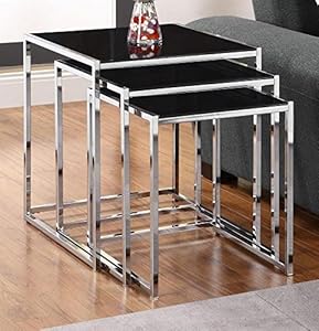 Kale 3 Pc Glass Nesting Tables Set