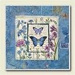 Tile Trivet ~ Butterfly Blue Garden Wildflowers ~ 6 inch x 6 inch ~ code 316