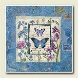Blue Wildflower Butterfly New Stone Coaster Set of 4
