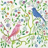 Serviette fleurs et oiseaux