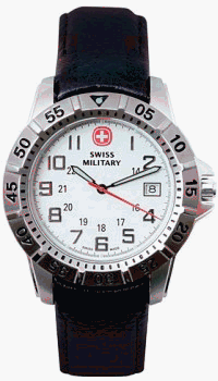 Swiss Military Mountaineer Black Leather Watch