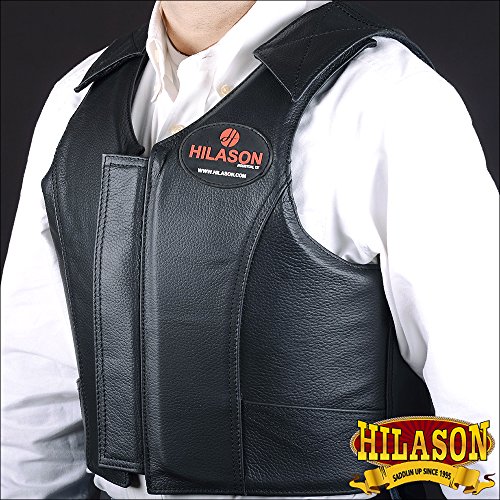 LARGE HILASON BULL RIDING PRO RODEO LEATHER PROTECTIVE VEST BLACK