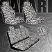 New Premium Grade 11 Pieces Zebra Print Low Back Front Car Seat and Rear Bench Cover with Head Rest Cover Set