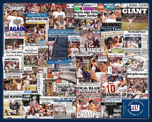 New York Giants 2012 Superbowl Newspaper Collage 16x20" Print.