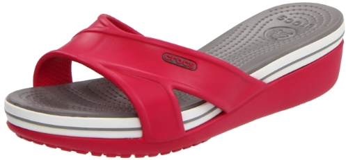 crocs Women's Crocband Wedge Sandal,Raspberry/Smoke,9 M US