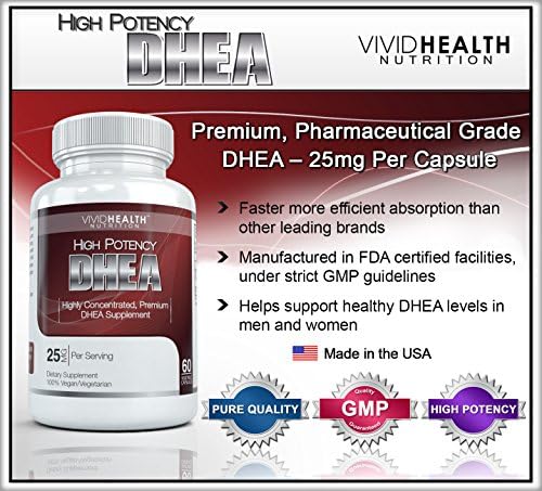 DHEA: Vivid Nutrition High Potency DHEA Supplement, 25mg, 60 capsules