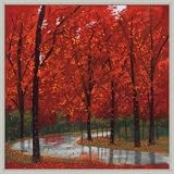Autumn Stream by Lynn Krause Orange Leaves Landscape Wall Art Print Framed Décor