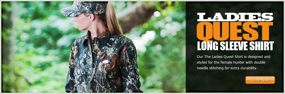 Woman Hunter Wearing Ladies Quest Long Sleeve Shirt