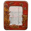 Handmade 10" Red Leather Picture Frame, 4x6 Photo Display With Hand-painted Nature Motifs