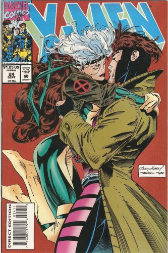 X-Men #24 Vol. 1 September 1993 Rogue and Gambit First Kiss Cover