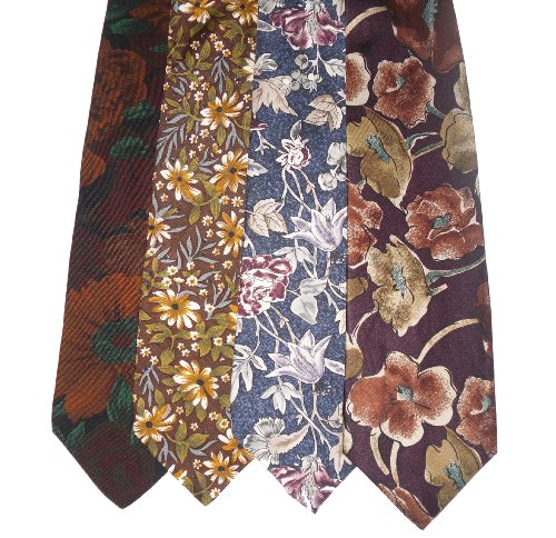 Neck Tie Lot of 4 Mens Floral Pattern Neckties