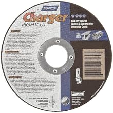 Norton Charger Plus Right Cut Right Angle Grinder Reinforced Abrasive Flat Cut-off Wheel, Type 01, Zirconia Alumina