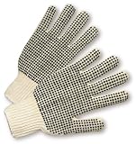 West Chester 708SK Cotton/Polyester Glove, One-Sided PVC Dots, Elastic Wrist Cuff, 9.5
