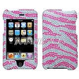 APPLE: iPod Touch (2nd Gen), iPod Touch (3rd Gen) Zebra Skin (Silver/Hot Pink) Diamante Protector Cover