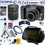 Olympus PEN E-PL2 12.3 MP CMOS Micro Four Thirds Interchangeable Lens Digital Camera with 14-42mm f/3.5-5.6 II M.Zuiko Digital Zoom Lens (Black) and ED 40-150mm f/4.0-5.6 M.Zuiko Digital Camera Zoom Lens (Black) + 16GB Deluxe Accessory Kit