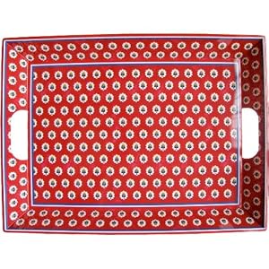 Le Cadeaux Triple Weight Melamine 15 by 21 inch Serving Tray with Raised Sides and Handles