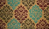 STC Hand Tufted Coir Door Mat with Anti-slip Backing, Blue And Brown Baroque Design, 45x75cm