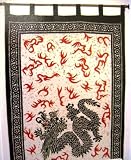 Review   / Black Flying Dragon Tapestry Curtain Set of 2