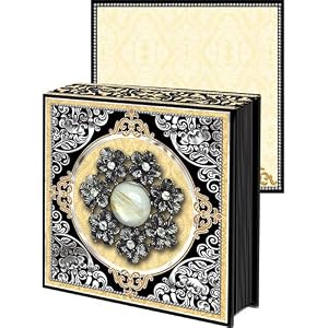 Black White Pearl Brooch Note pad, Jeweled Mini Notepad, Punch Studio
